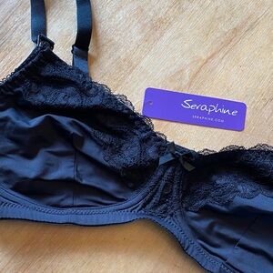 NEW Seraphine black lace trim maternity nursing bra sz 36D